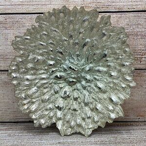 Decorative Silver Glass Bowl Textured Round‎ Centerpiece Unique Serving Dish